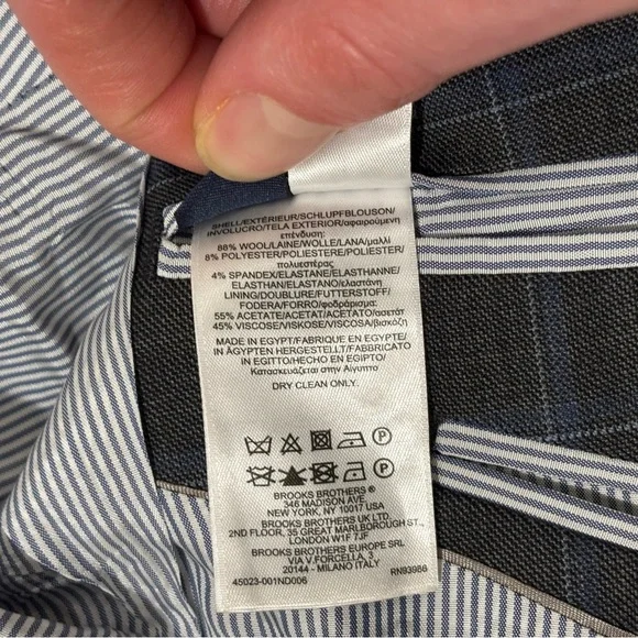 BROOKS BROTHERS Explorer Regent Fit Blazer 40L Gray Plaid Two Button Window Pane - Picture 5 of 11